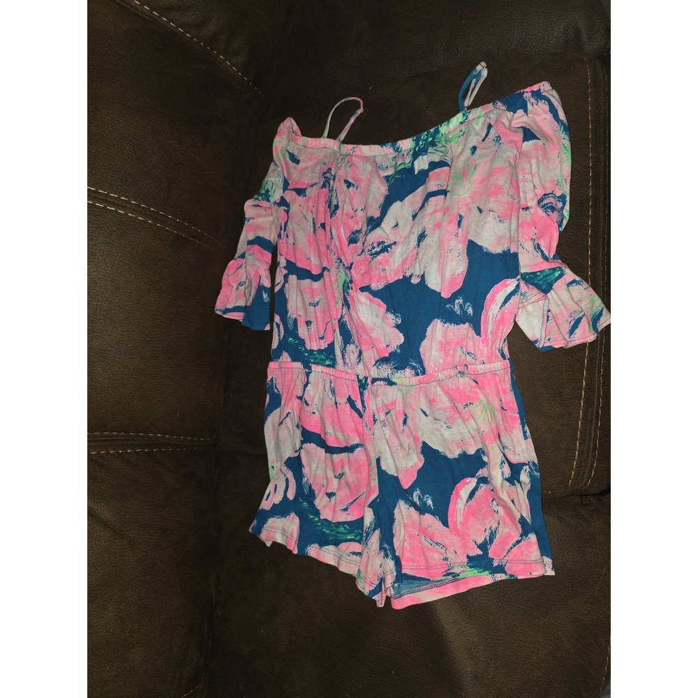 Lilly Pulitzer spring Easter romper cold shoulder size girls 12 14